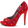 Gina - Pumps con cristalli e punta aperta Pre-owned 115mm - Donna - pelle di vitello/raso/pelle di vitello - 37 - Rosso