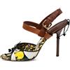 Louis Vuitton Pre-Owned - Sandali con stampa limoni e cinturino alla caviglia 105mm - Donna - pelle/pelle/pelle/tela - 38 - Marrone