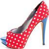 Gina - Pumps a pois con plateau e punta aperta - Donna - pelle di vitello/tela/pelle di vitello - 37.5 - Rosso