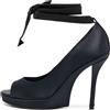 Saint Laurent Pre-Owned - Pumps in raso a punta aperta 110mm - Donna - raso/pelle/pelle - 37 - Blu