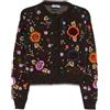 Prada Pre-Owned - Cardigan con ricamo floreale - Donna - cupro/lana vergine - 38 - Marrone