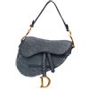 Christian Dior Pre-Owned - Borsa a spalla Saddle in denim con ricamo e motivo Oblique 2019 - Donna - Denim - Taglia unica - Blu