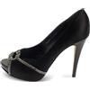 Gina - Pumps a punta aperta - Donna - raso/pelle di vitello/pelle di vitello - 40.5 - Nero