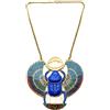 Jennifer Gibson Jewellery - Set collana e bracciale rigido smaltato Egyptian Revival Scarab anni '70 - Donna - metallo placcato in oro - Taglia unica