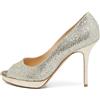 Jimmy Choo Pre-Owned - Sandali Luna in pelle con tacco 100mm - Donna - Glitter/pelle/pelle - 38 - Argento