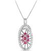 LB Exclusive - Collana con pendente in oro bianco 14 carati con diamanti e rubino Pre-owned - Donna - rubino/oro bianco 14kt/diamanti - Taglia unica -