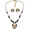Christian Dior Pre-Owned - Set collana e orecchini Monochrome anni '80 - Donna - vetro/metallo placcato in oro - Taglia unica - Bianco