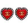 CHANEL Pre-Owned - Orecchini CC a clip Heart CC Mark 1995 - Donna - pietre sintetiche/placcatura in oro - Taglia unica - Rosso