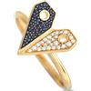 LB Exclusive - Anello Heart in oro giallo 14 carati con zaffiri e diamanti - Donna - zaffiri/oro giallo 14kt/diamanti - Taglia unica