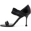 Prada Pre-Owned - Sandali in pelle verniciata con fascia elasticizzata 95mm - Donna - gomma/tessuto/tessuto/pelle lucida/pelle/pelle - 39 - Nero