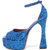 Amina Muaddi - Sandali con decorazione 140mm - Donna - Glitter/pelle/gomma/pelle - 38 - Blu