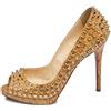 Christian Louboutin Pre-Owned - Pumps Yolanda con borchie e punta aperta 100mm - Donna - sughero/pelle/pelle - 37.5 - Toni neutri