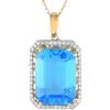 LB Exclusive - Collana con pendente in oro giallo 14 carati con topazio blu e diamanti - Donna - topazio blu/oro giallo 14kt/diamanti - Taglia unica
