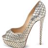 Christian Louboutin Pre-Owned - Pumps Lady Peep 140mm - Donna - tessuto/pelle di vitello/pelle di vitello - 38 - Effetto metallizzato
