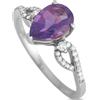 LB Exclusive - Anello in oro bianco 14kt con ametista e diamanti - Donna - ametista/diamanti/oro bianco 14kt - Taglia unica - Argento