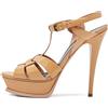 Saint Laurent Pre-Owned - Sandali Tribute 140mm - Donna - pelle verniciata/pelle di vitello/pelle di vitello - 38 - Toni neutri