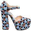 Prada Pre-Owned - Sandali a quadri - Donna - pelle/tessuto/pelle - 37.5 - Blu