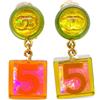 CHANEL Pre-Owned - Orecchini con pendente Cube 1997 - Donna - placcatura in oro/acrilico - Taglia unica