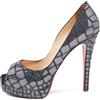 Christian Louboutin Pre-Owned - Pumps Mosaic Sobek 135mm - Donna - pelle di vitello/pelle verniciata/pelle di vitello/raso - 39 - Grigio