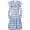 Miu Miu Pre-Owned - Abito midi a righe 2015 - Donna - cotone/poliestere - 38 - Blu
