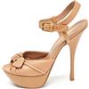 Saint Laurent Pre-Owned - Sandali in pelle 100mm - Donna - pelle di vitello/pelle di vitello/pelle di vitello - 38.5 - Toni neutri