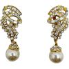 Jennifer Gibson Jewellery - Orecchini Diana a clip anni '90 - Donna - vetro/perla artificiale/metallo placcato in oro - Taglia unica