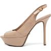 Sergio Rossi Vintage - Pumps Godiva con punta aperta e cinturino posteriore 120mm - Donna - pelle/gomma/pelle/pelle - 36.5 - Toni neutri