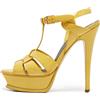 Saint Laurent Pre-Owned - Sandali Tribute 130mm - Donna - pelle di vitello/pelle verniciata/pelle di vitello - 35 - Giallo