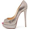 Christian Louboutin Pre-Owned - Pumps Lady Peep 150mm - Donna - pelle/pelle/gomma/Glitter - 38.5 - Grigio