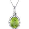LB Exclusive - Collana con pendente in oro bianco 14 carati con diamanti - Donna - oro bianco 14kt/diamanti/peridoto - Taglia unica - Argento