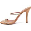 Amina Muaddi - Mules Gilda 100mm 2024 - Donna - pelle lucida/pelle di vitello/pelle di vitello - 40 - Marrone