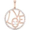 LB Exclusive - Pendente Love in oro rosa 14 carati con diamanti - Donna - oro rosa 14kt/diamanti - Taglia unica