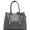Prada Pre-Owned - Borsa a tracolla media in Saffiano Cuir Double 2010-2024 - Donna - pelle - Taglia unica - Grigio