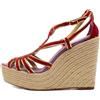Hermès Pre-Owned - Espadrilles con zeppa 13mm - Donna - gomma/pelle di vitello/pelle di vitello/pelle scamosciata di vitello - 41 - Rosso