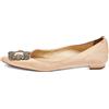 Manolo Blahnik - Ballerine in raso con cristalli e fibbia - Donna - tessuto/pelle/pelle - 37 - Toni neutri