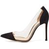 Gianvito Rossi - Pumps Plexi con inserto trasparente tacco a stiletto 100mm Pre-owned - Donna - PVC/pelle scamosciata/pelle/pelle - 35.5 - Nero