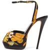 Giuseppe Zanotti - Sandali a fiori 150mm Pre-owned - Donna - pelle di vitello/tessuto/pelle di vitello - 39 - Nero