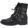 Saint Laurent Pre-Owned - Stivali biker Rangers con borchie - Donna - pelle di vitello/pelle/pelle di vitello - 40 - Nero