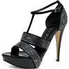 Gina - Sandali con strass Pre-owned 135mm - Donna - pelle/pelle/vetro/pelle - 38 - Nero