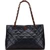 CHANEL Pre-Owned - Borsa tote CC in pelle Caviar trapuntata con catena tartarugata 2000-2002 - Donna - pelle caviar - Taglia unica - Nero