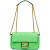 Fendi Pre-Owned - Borsa a spalla Baguette midi con catena e motivo Zucca goffrato 2023 - Donna - pelle - Taglia unica - Verde