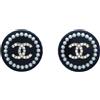 CHANEL Pre-Owned - Orecchini Piercing 2014 - Donna - placcatura in argento/acrilico/pietre sintetiche/perle - Taglia unica - Nero