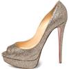 Christian Louboutin Pre-Owned - Pumps Lady Peep 150mm - Donna - Glitter/pelle di vitello/pelle di vitello/gomma - 40 - Grigio