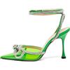 MACH & MACH - Pumps con cristalli 100mm - Donna - pelle di vitello/pelle di vitello/PVC/pelle verniciata - 39 - Verde