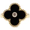 Van Cleef & Arpels - Anello Alhambra in oro giallo 18 carati con diamanti e onice nero anni 2010 - Donna - oro giallo 18kt - 50