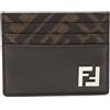 Fendi Pre-Owned - Portacarte FF anni 2020 - Uomo - pelle di vitello/PVC/tela - Taglia unica - Marrone