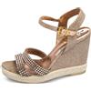 Gina - Sandali con zeppa Pre-owned 110mm - Donna - pelle di vitello/gomma/tessuto - 40 - Marrone