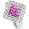 LB Exclusive - Anello in oro bianco 14 carati con diamanti e zaffiro - Donna - diamanti/oro bianco 14kt/zaffiri rosa - Taglia unica - Argento
