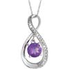 LB Exclusive - Collana in oro bianco 14 carati con diamanti e ametista - Donna - diamanti/ametista/oro bianco 14kt - Taglia unica - Argento