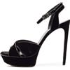 Saint Laurent Pre-Owned - Sandali Bianca con plateau 150mm - Donna - pelle/velluto/pelle - 41 - Nero